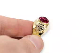 14k geltono aukso Rubinas Žiedas Vintažinis stilius vrc078y